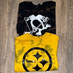 Unisex Pittsburgh Steelers Penguins Tie Sweatshirts Medium Black Yellow LOT